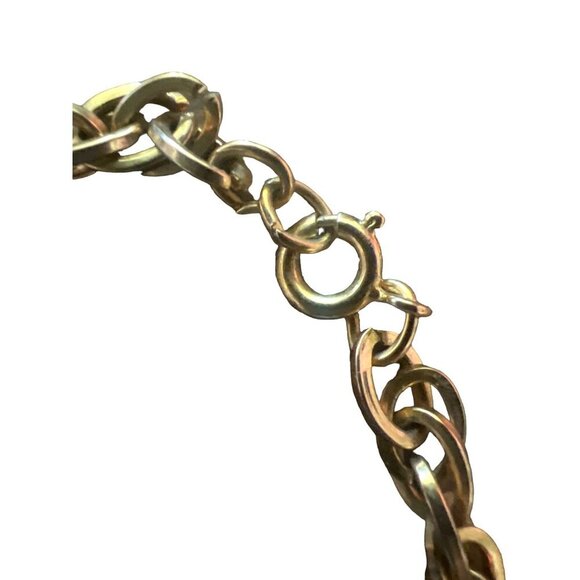 Vintage Demi Parure Set of Necklace Bracelet Huge Gold Plate Maple Leaves - Picture 11 of 14